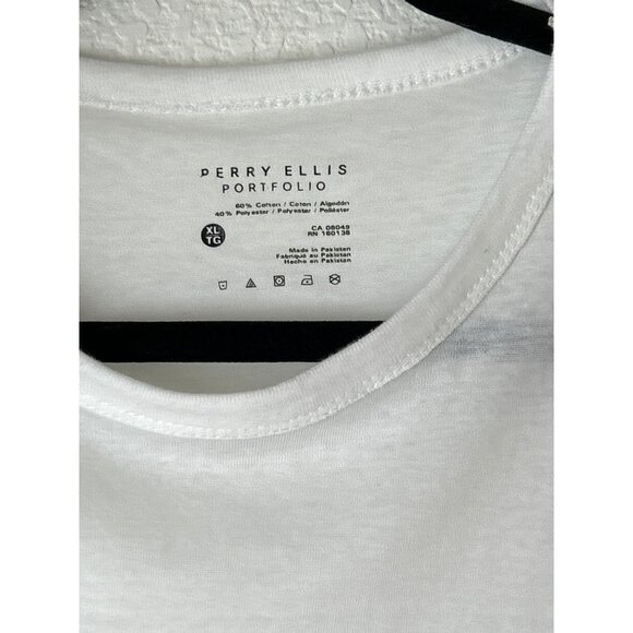 Perry Ellis Mens White Crew Neck T-Shirt XL 60% Cotton 40% Polyester - Picture 3 of 6